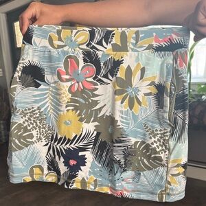 Floral Print Skirt in Blue and Yellow